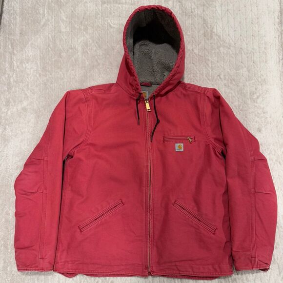 Carhartt Sierra Jacket Sherpa Lined Womens Large WJ141 624 Crab Apple - Picture 1 of 9